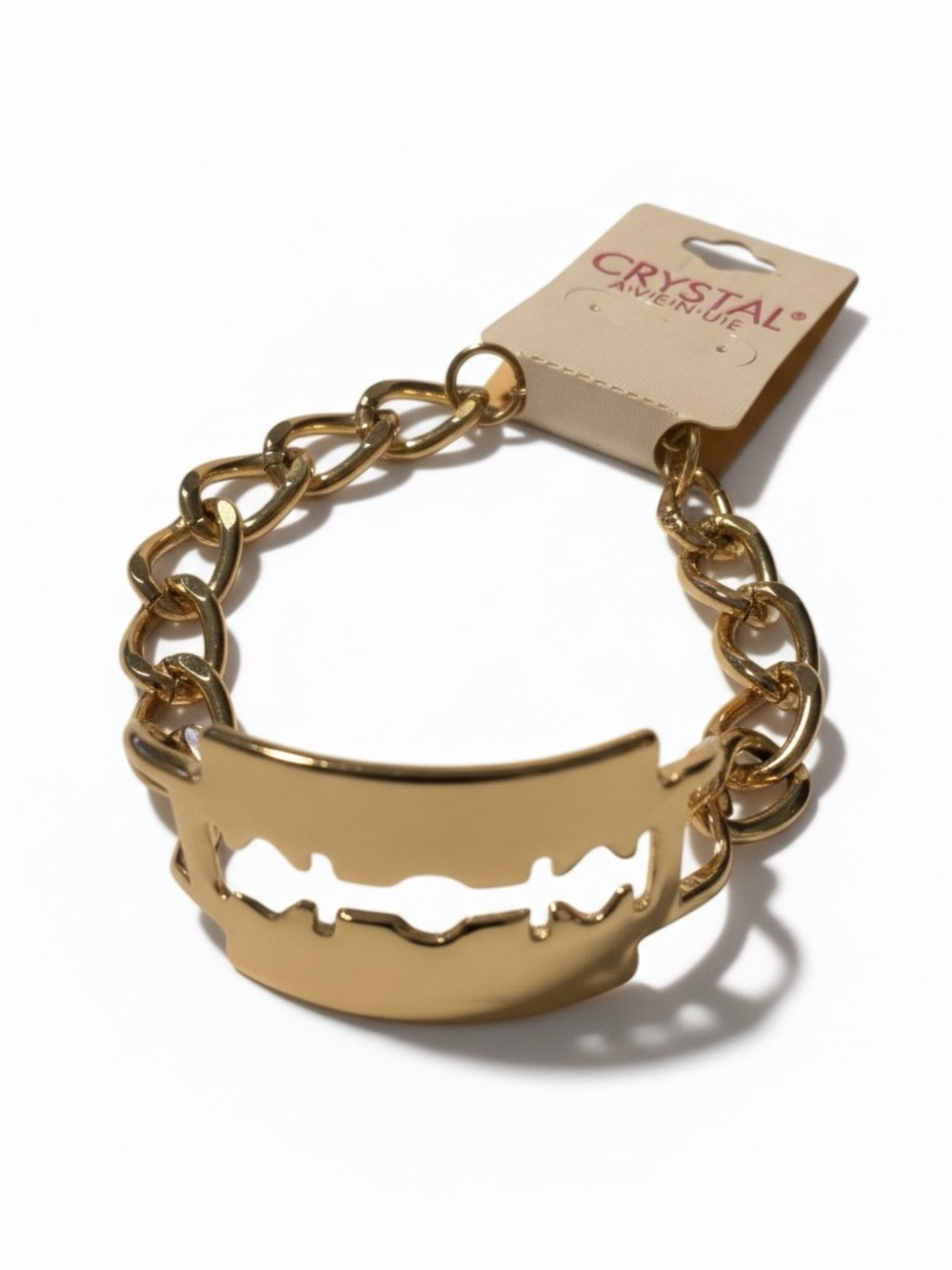Metal Razor blade Gold Chunky Cut Out Chain Bracelet